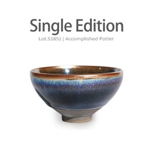Gold Rim Jade-Like Blue Hare’s Fur JianZhan – Wood-Fired Inward-Rim Tea Bowl OOAK