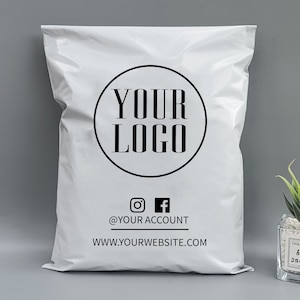 Bolsas de correo de polietileno blancas personalizadas Bolsas de correo de polietileno blancas ecológicas con logotipo Bolsas de envío de polietileno Bolsas de paquete con marca impresa