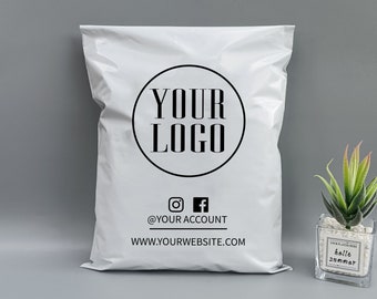 Bolsas de correo de polietileno blanco personalizado Bolsa de correo de polietileno blanco ecológico con logotipo Bolsas de envío de correo de polietileno Bolsas de paquete con marca impresa