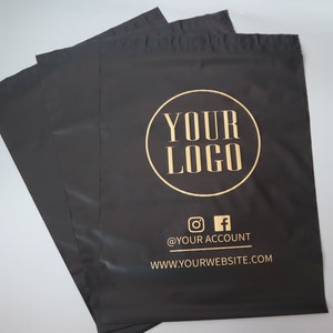 Bolsas de envío personalizadas con logotipo, sobres de polietileno negros, bolsas de embalaje personalizadas, bolsas de correo personalizadas, bolsas de polietileno ecológicas, sobres de envío personalizados imagen 4