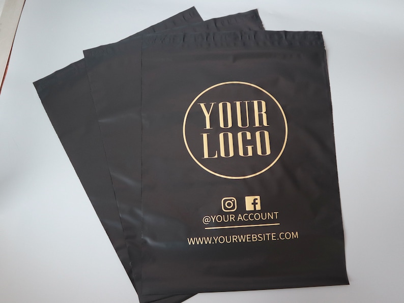 Bolsas de envío personalizadas con logotipo, sobres de polietileno negros, bolsas de embalaje personalizadas, bolsas de correo personalizadas, bolsas de polietileno ecológicas, sobres de envío personalizados imagen 4