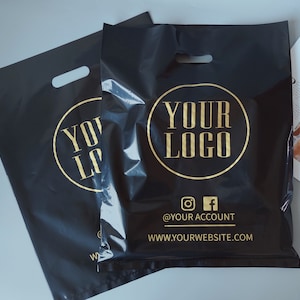 Shopping Bags nere personalizzate con logo per Boutique Borse marchandise personalizzate con logo Sacchetti di plastica personalizzati con logo per borse della spesa di abbigliamento