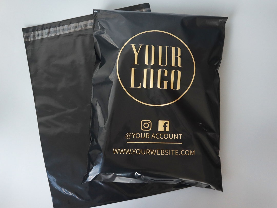 Custom Shipping Bags With Logo,glossy Black Mailers,custom Packing Bags ...