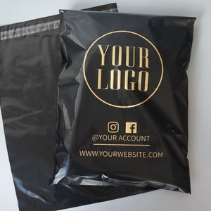 Bolsas de envío personalizadas con logotipo, sobres negros brillantes, bolsas de embalaje personalizadas, bolsas de correo personalizadas, bolsas de polietileno ecológicas, sobres de envío personalizados