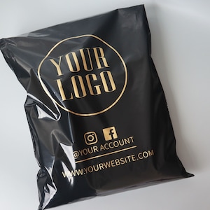 Bolsas de envío personalizadas con logotipo, sobres negros brillantes, bolsas de embalaje personalizadas, bolsas de correo personalizadas, bolsas de polietileno ecológicas, sobres de envío personalizados