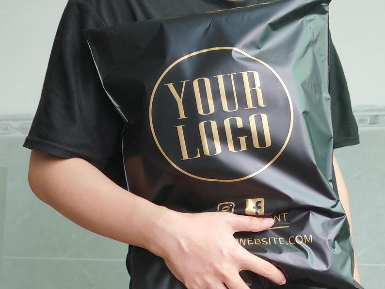 Bolsas de envío personalizadas con logotipo, sobres de polietileno negros, bolsas de embalaje personalizadas, bolsas de correo personalizadas, bolsas de polietileno ecológicas, sobres de envío personalizados imagen 7