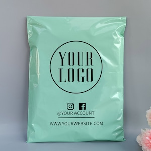 WholeSale Hermoso diseño personalizado Impreso Poly Mailer Bag Plastic Mint Green Mailing Bag Bolsa de embalaje Bolsa de correo ecológica
