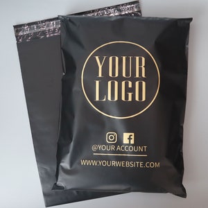 Bolsas de envío personalizadas con logotipo, sobres de polietileno negros, bolsas de embalaje personalizadas, bolsas de correo personalizadas, bolsas de polietileno ecológicas, sobres de envío personalizados imagen 3