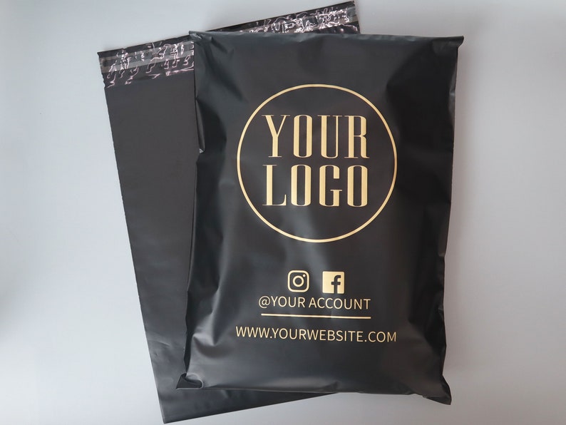 Bolsas de envío personalizadas con logotipo, sobres de polietileno negros, bolsas de embalaje personalizadas, bolsas de correo personalizadas, bolsas de polietileno ecológicas, sobres de envío personalizados imagen 3