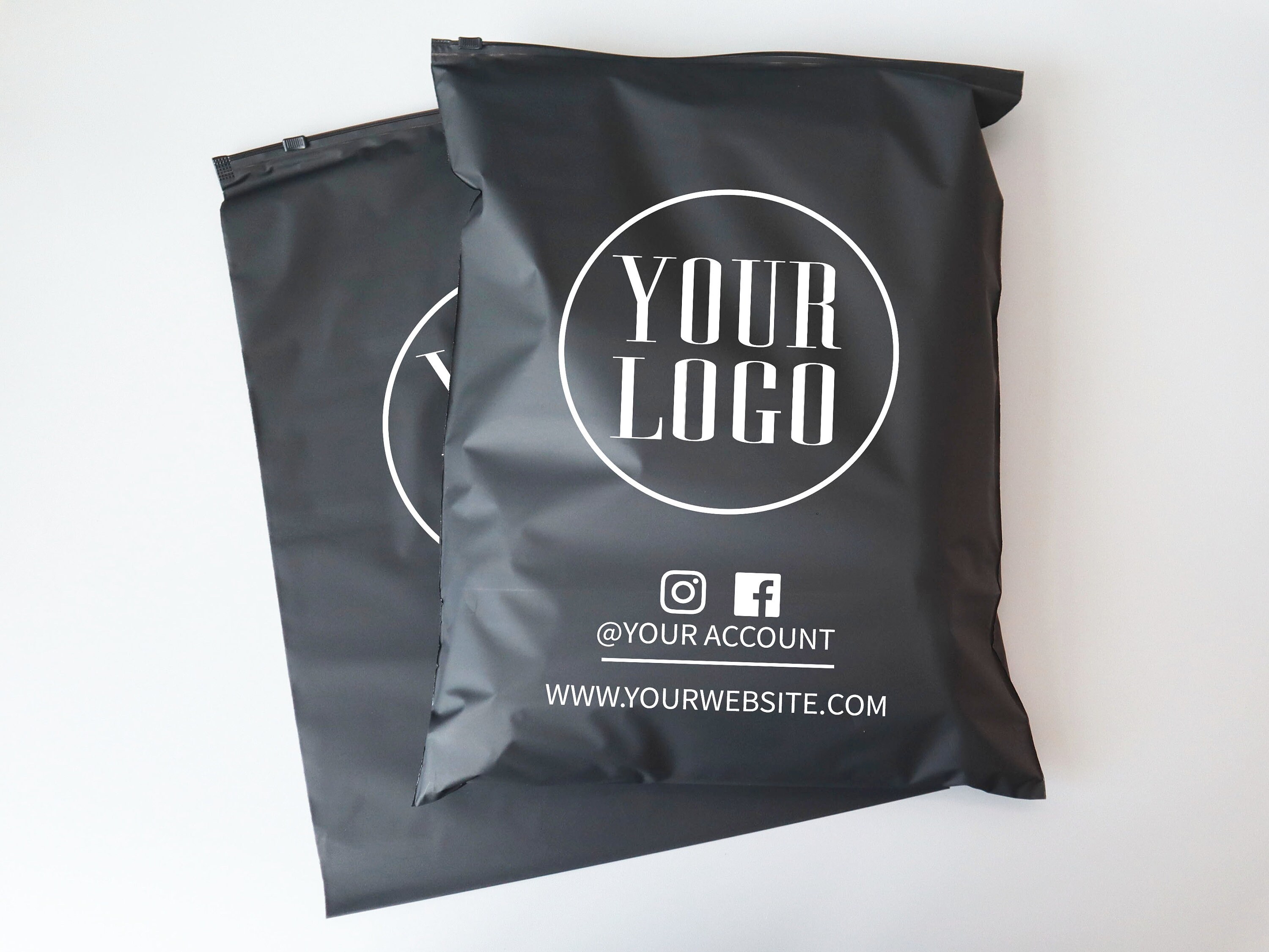 Black Zipper Bags With Logocustomized Clothing Bags for - Etsy
