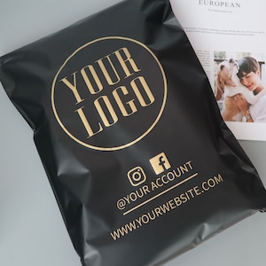 Bolsas de envío personalizadas con logotipo, sobres de polietileno negros, bolsas de embalaje personalizadas, bolsas de correo personalizadas, bolsas de polietileno ecológicas, sobres de envío personalizados imagen 6