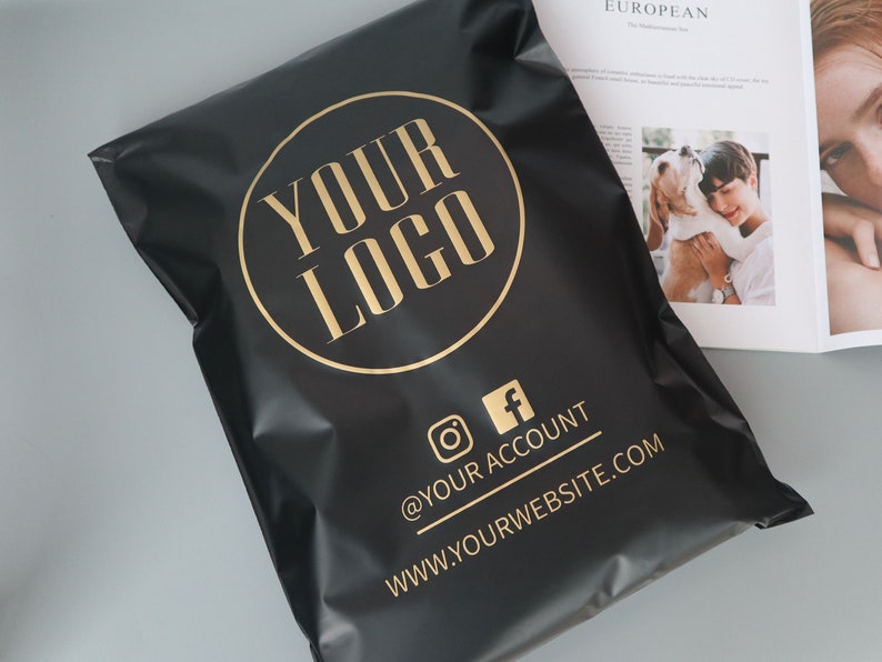 Bolsas de envío personalizadas con logotipo, sobres de polietileno negros, bolsas de embalaje personalizadas, bolsas de correo personalizadas, bolsas de polietileno ecológicas, sobres de envío personalizados imagen 6