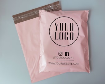 Aangepaste roze enveloppen met logo, verzending mailers, aangepaste verpakkingszakken, aangepaste postzakken, milieuvriendelijke polyzakken, aangepaste verzendzakken