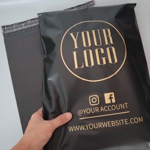 Bolsas de envío personalizadas con logotipo, sobres de polietileno negros, bolsas de embalaje personalizadas, bolsas de correo personalizadas, bolsas de polietileno ecológicas, sobres de envío personalizados imagen 5