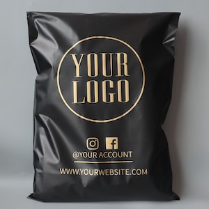Bolsas de envío personalizadas con logotipo, sobres de polietileno negros, bolsas de embalaje personalizadas, bolsas de correo personalizadas, bolsas de polietileno ecológicas, sobres de envío personalizados imagen 1