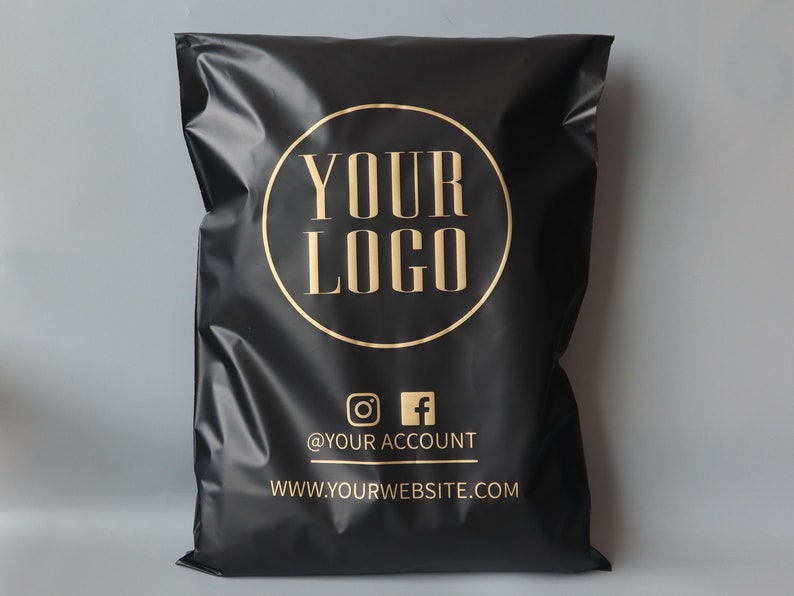 Bolsas de envío personalizadas con logotipo, sobres de polietileno negros, bolsas de embalaje personalizadas, bolsas de correo personalizadas, bolsas de polietileno ecológicas, sobres de envío personalizados imagen 1