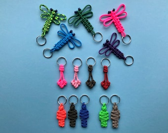 Paracord 550 dragon fly / heart / mummy zip pull / zipper charm / keyring / bag charm