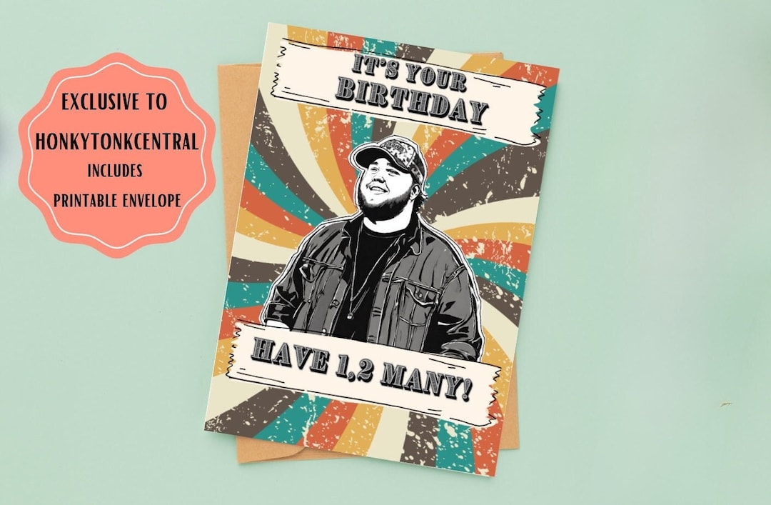 Luke Combs Birthday Card Printable Greeting Card With Envelope Country