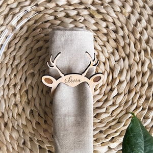 Weihnachten Personalisierter Serviettenhalter Deer Ring Tischkarten Tisch