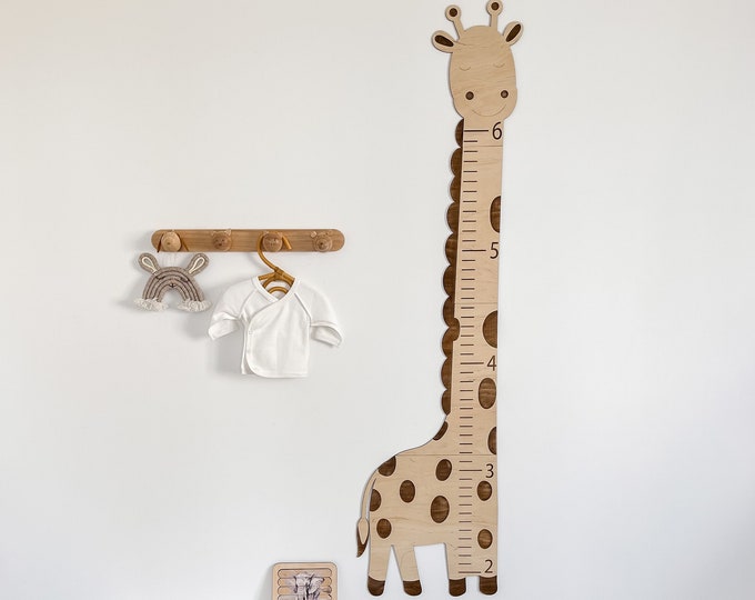 Safari Nursery Decor Giraffe Growth Chart - Personalized Baby Gift