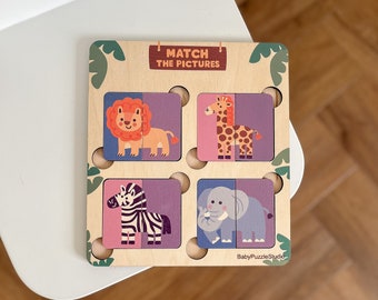 Animals Matching Game for Kids - Wooden Montessori Toy