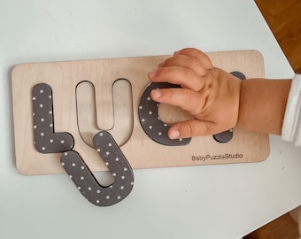 1st Birthday Gift for Kids, Personalized Baby Name Puzzle, Wooden Montessori Toy