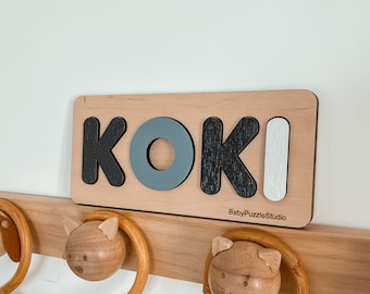 1st Birthday Boy Gift, Personalized Baby Name Puzzle, Wooden Montessori Toys, First Christmas Gift for Toddler