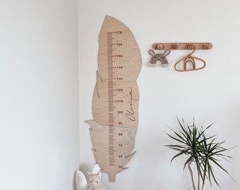 Kwekerij inrichting houten groeimeter - Speelkamer boho decor - Houten wandplaat