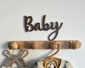 Kindernaamplaatje voor kinderkamer | Houten naamplaatje 10 inch | Boho kinderkamer decor | Houten deurbordje