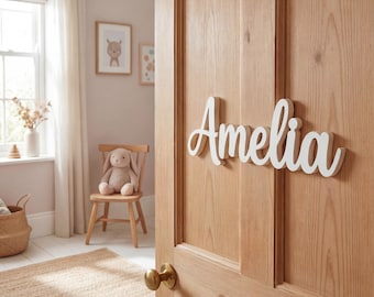 Naambord kinderdeur Gepersonaliseerde houten naambordje Speelgoedkist Locker Plank Naamplaatje Decor kinderkamer Kinderkamer Organisatie Houten naamplaquette