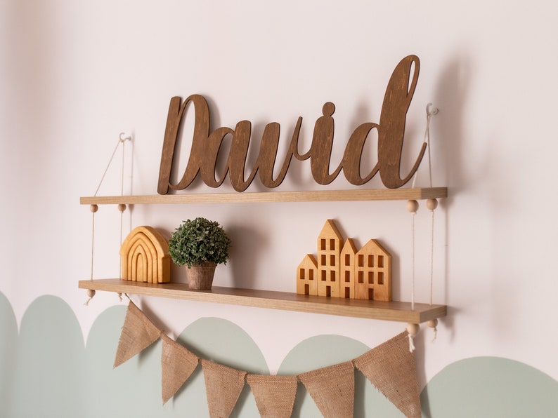 Letrero de nombre personalizado de 8 a 35 pulgadas, letrero de madera personalizado con nombres cortados con láser para decoración de pared de guardería, niña y bebé imagen 4