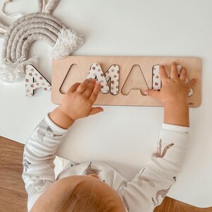 Babynaampuzzel met pastelbloem, verjaardagscadeau voor kinderen, bloemenmeisje uitnodigingen cadeau afbeelding 3