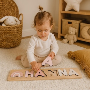 Naampuzzel Gepersonaliseerde 1e verjaardagscadeau voor babymeisje Custom babynaambordje voor decoratie kinderkamer