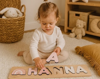 Name Puzzle Personalized 1st Birthday Gift for Baby Girl Custom Baby Name Sign for Nursery Decor