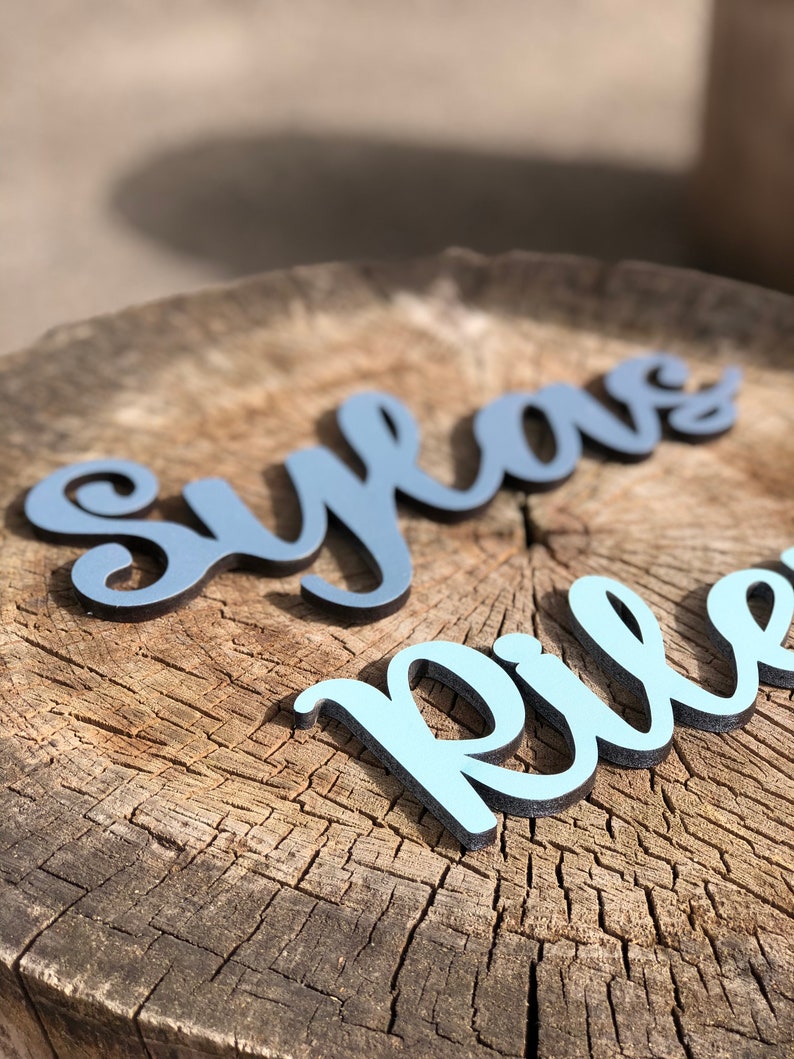 Custom Name Sign 8" to 35" inch Wooden Personalized Laser Cut Names Plaque for Nursery Baby Girl Wall Decor image 14