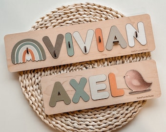 Puzzle con nome Regalo personalizzato per il primo compleanno di una bambina Cartello con nome personalizzato per bambino per l'arredamento della cameretta