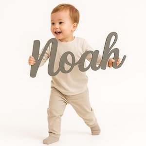 Custom Name Sign 8" to 35" inch Wooden Personalized Laser Cut Names Plaque for Nursery Baby Girl Wall Decor image 7