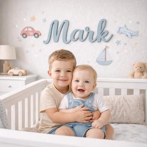 Custom Name Sign 8" to 35" inch Wooden Personalized Laser Cut Names Plaque for Nursery Baby Girl Wall Decor image 2