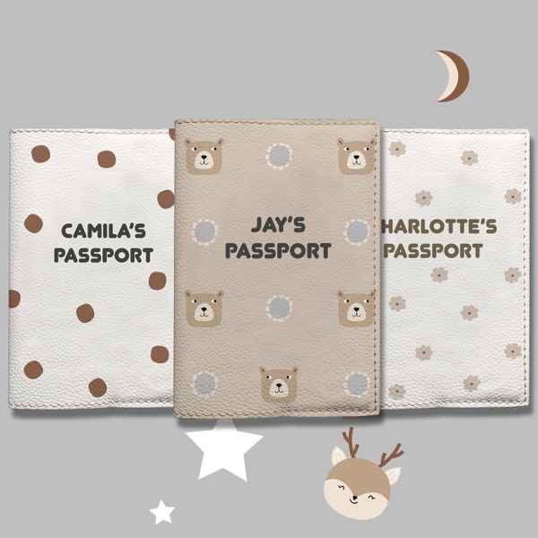 Porte-passeport personnalisé pour les enfants - Cadeau mignon pour les enfants - Nom personnalisé Kid Passport Cover Vegan Leather Made in Ukraine