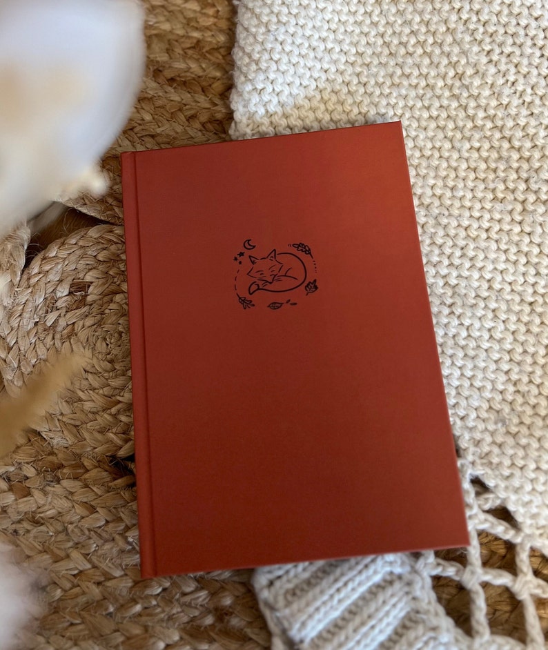 Notizbuch DIN A5 Blanko mit Hardcover für Journaling, Songwriting oder Organisation Skizzenbuch rostbraun in Lederoptik mit süßem Fuchs Bild 1