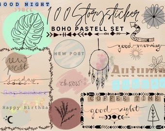 100 Instagram Story-Sticker | Boho Pastell Set | Boho-Vibes