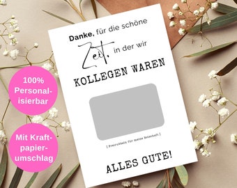 Abschiedsgeschenk Kollegin & Kollege | Jobwechsel Geschenk | Neuer Job Karte | Rubbelkarte Kollegin | Arbeitskollegin Geschenk | Karte