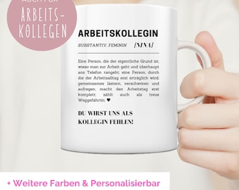 Regalo d'addio collega | Collega addio | Tazza personalizzabile | Con tazza con nome - stampabile su entrambi i lati - | Miglior collega |