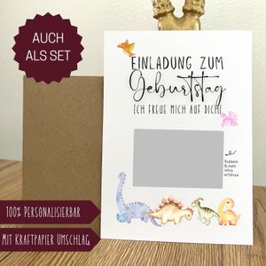 Einladungskarten Kindergeburtstag - SET | Karte Geburtstag | Einladungs Kindergeburtstag | Rubbelkarte Geburtstag - personalisiert