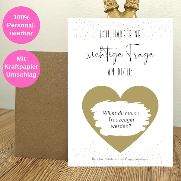 Trauzeugin Fragen & Taufpatin fragen | Rubbelkarte personalisiert| Rubbelkarte Hochzeit, Trauzeugin, Trauzeuge | Rubbelkarte Überraschung