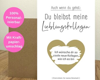 Abschiedsgeschenk Kollegin | Neuer Job Geschenk | Kündigung Kollege Geschenk | Rubbelkarte | PERSONALISIERT | Karte mit Spruch