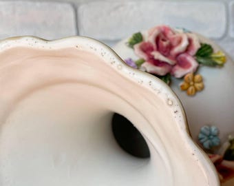 ヴィンテージ カポディモンテ フローラルベース：イタリア製陶器、高さ