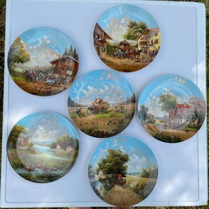 Vintage Wall Plate Set of 6 by Christian Luckel – Collector’s Porcelain Plates, Bavarian Village Scenes, Germany 1986-1987