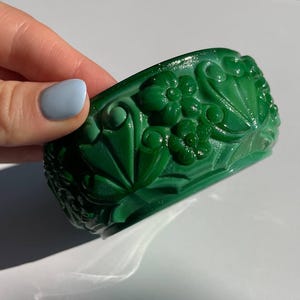 Vintage Green Glass Bowl, Ornate Pressed Glass Candy Dish, Decorative Emerald Green Serving Bowl, Antique Kitchenware 1960s