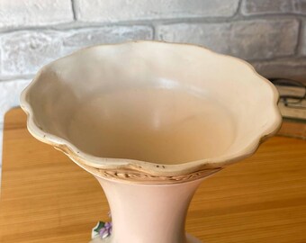 ヴィンテージ カポディモンテ フローラルベース：イタリア製陶器、高さ